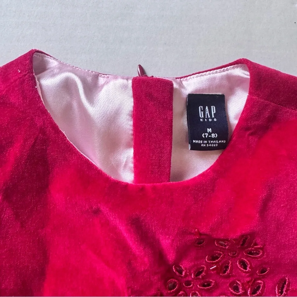 Gap Girls Sz M (7/8)‎ Velveteen Sleeveless Lined Beaded Cutout Dress